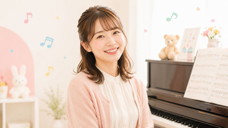 楽譜を見ながらピアノを学ぶ子ども