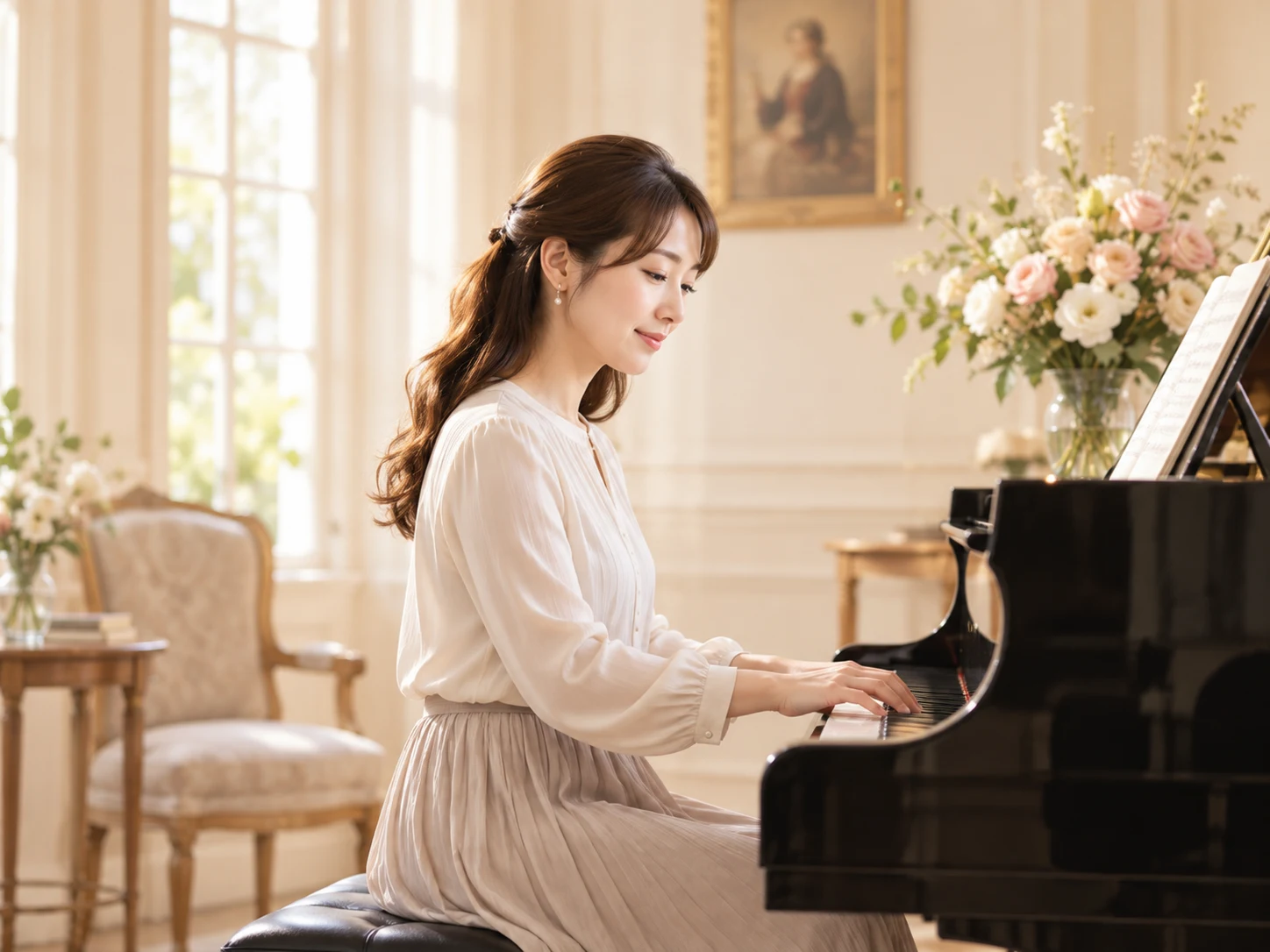 ピアノを楽しむ大人の女性のイメージ