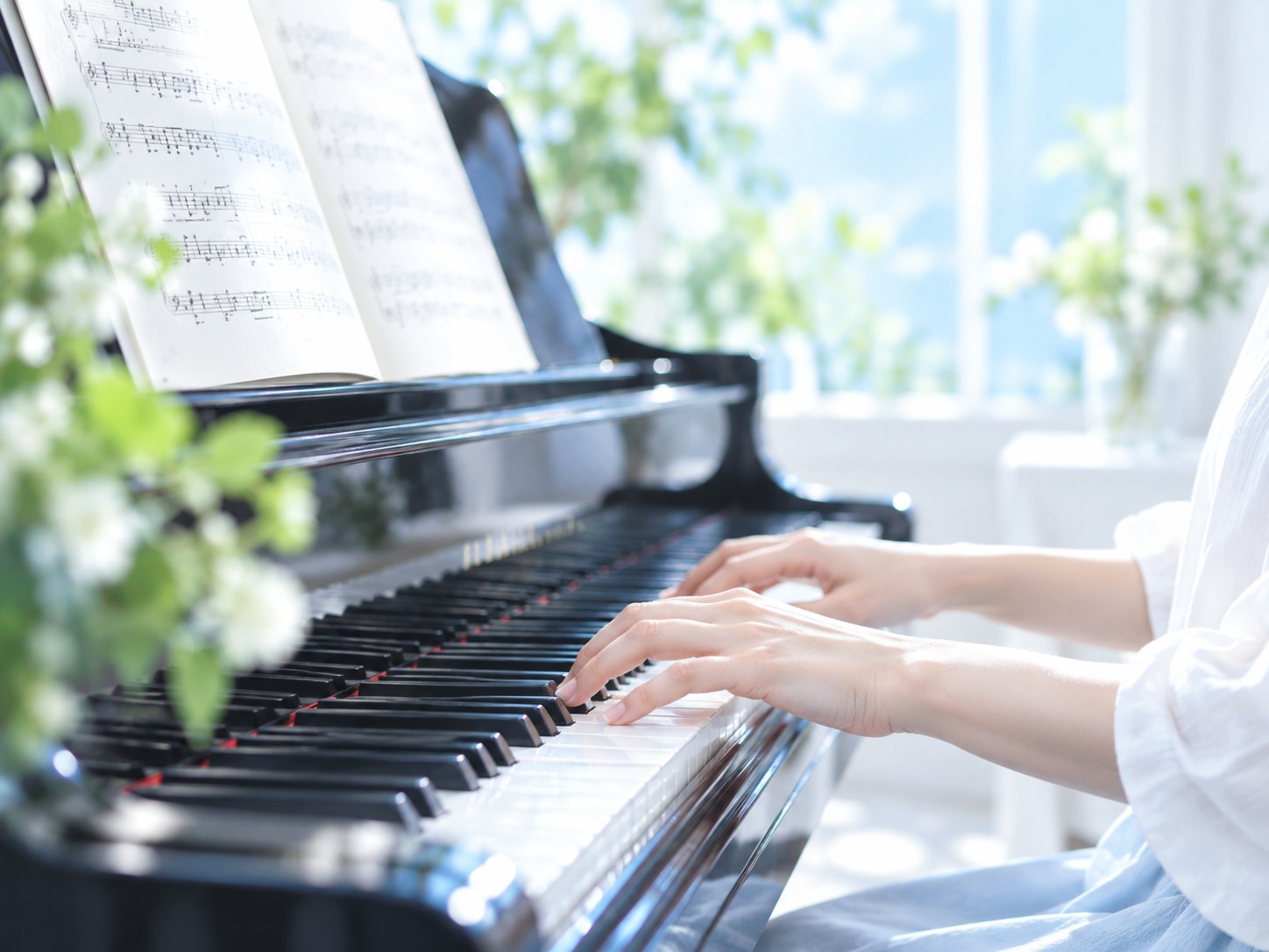 楽譜を読みながら演奏する手元のイメージ